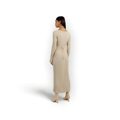 V Neck Sleeved Knitted Dress - Emporium WRJJ