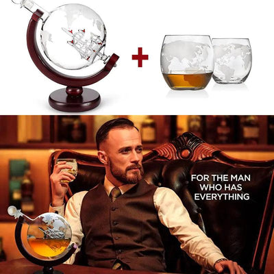 Whiskey Decanter Globe Glass Set - Emporium WRJJ