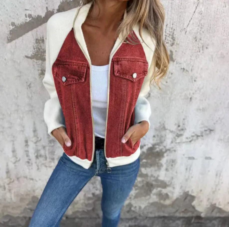 Women's Casual Hooded Denim Patchwork Jacket - Emporium WRJJ