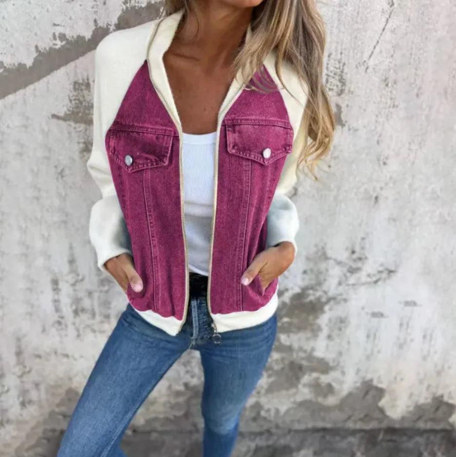 Women's Casual Hooded Denim Patchwork Jacket - Emporium WRJJ