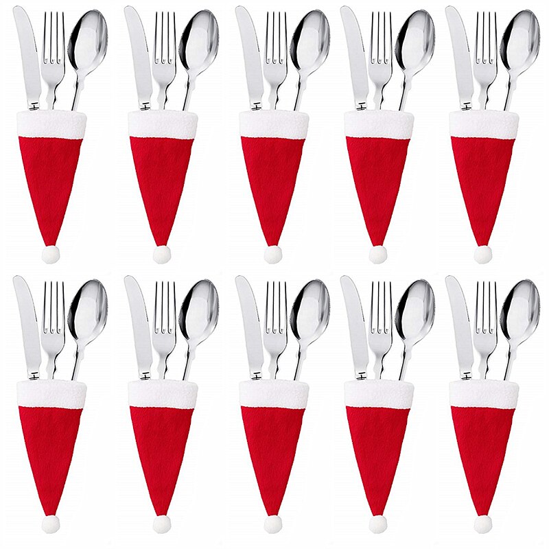 Christmas Santa Hat Tableware Holders