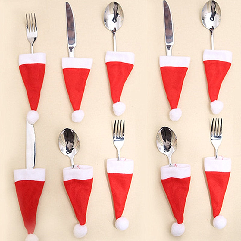 Christmas Santa Hat Tableware Holders