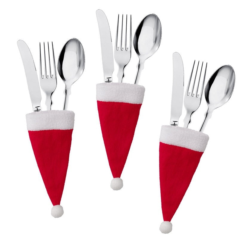 Christmas Santa Hat Tableware Holders