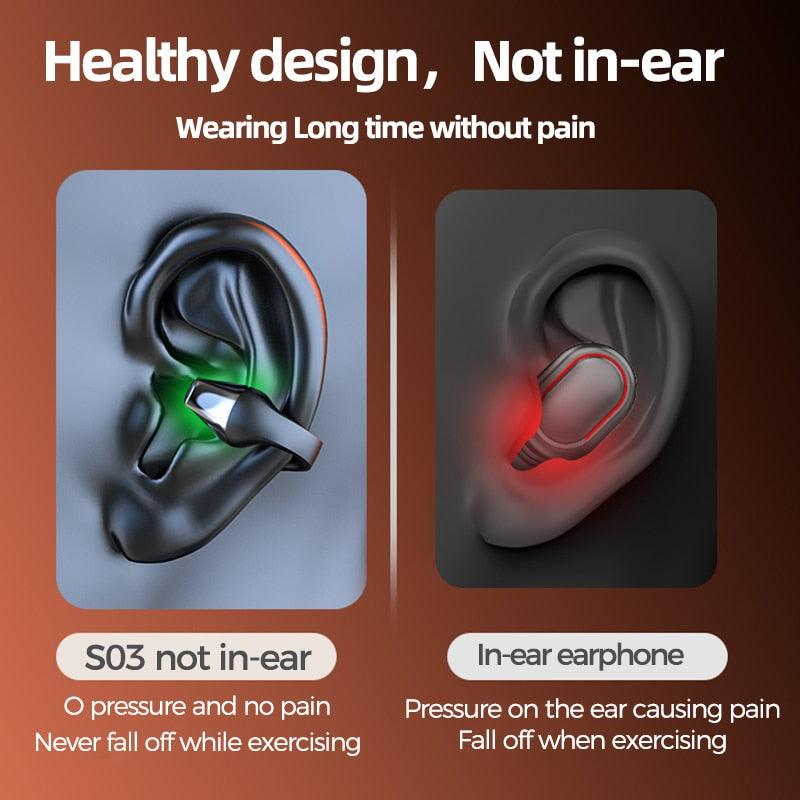 Bone Conduction Earphone Bluetooth 5.2 Ear Clip - Emporium WRJJ