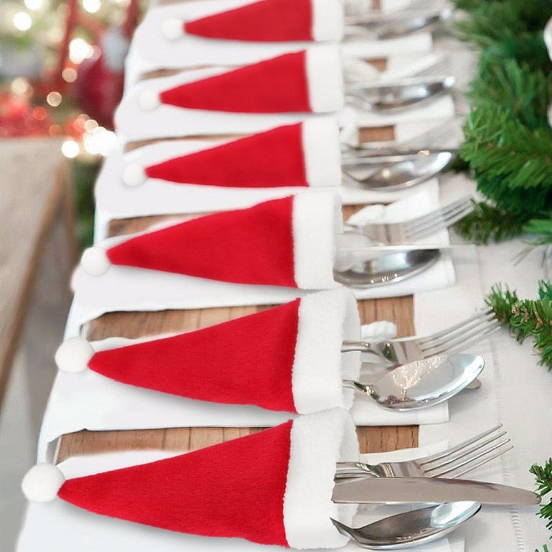 Christmas Santa Hat Tableware Holders