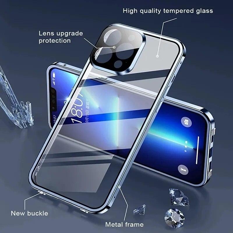 Double Sided Glass Snap Lock Case For iPhones - Emporium WRJJ