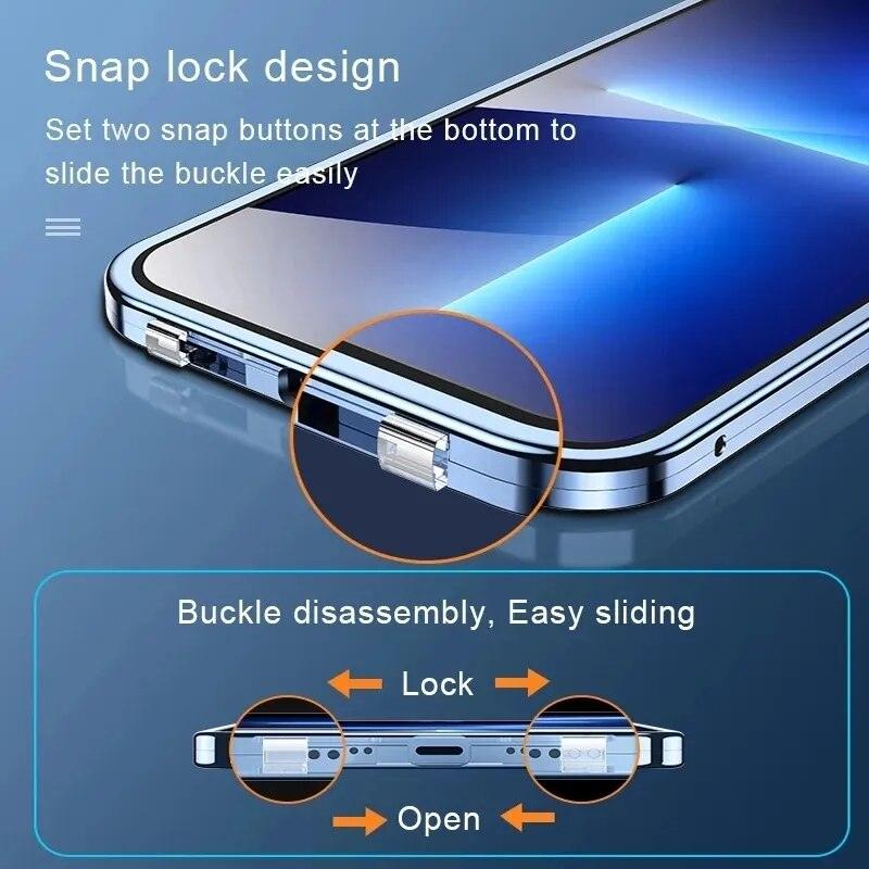 Double Sided Glass Snap Lock Case For iPhones - Emporium WRJJ