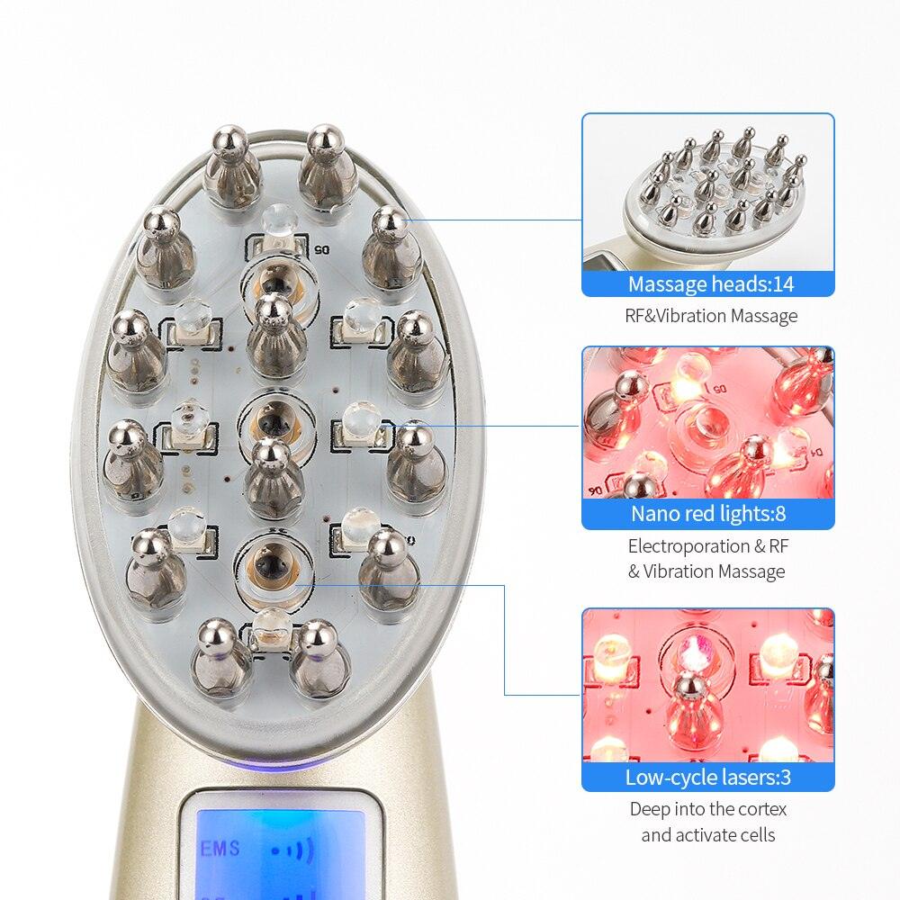 Electric Laser Hair Growth Comb Infrared EMS RF Vibration Massager Microcurrent Hair Care Hair Loss Treatment Hair Regrowth - Emporium WRJJ