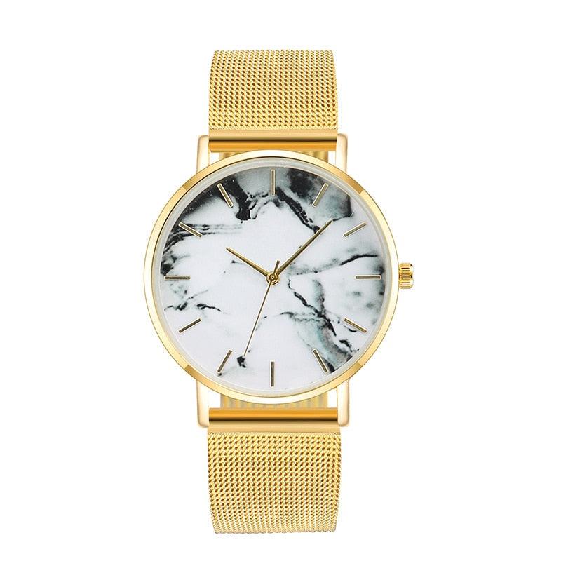 Fashion Rose Gold Mesh Band Creative Marble Female Wrist Watch Luxury Women Quartz Watches Gifts Relogio Feminino Drop Shipping - Emporium WRJJ