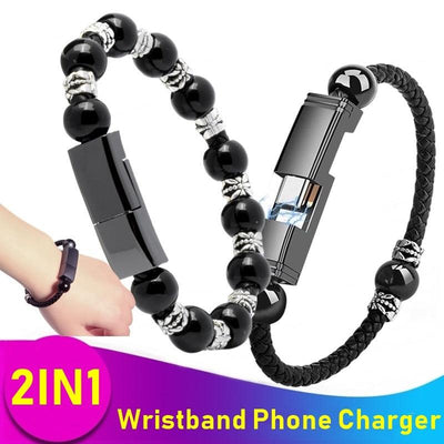 Leather Portable USB Type C and Micro Bracelet Phone Charger - Emporium WRJJ