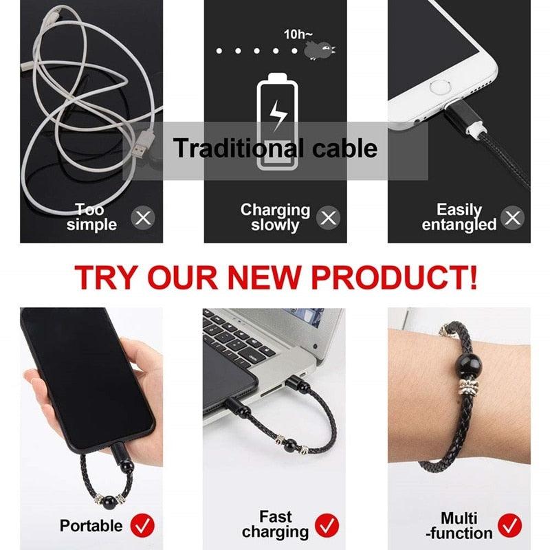 Leather Portable USB Type C and Micro Bracelet Phone Charger - Emporium WRJJ