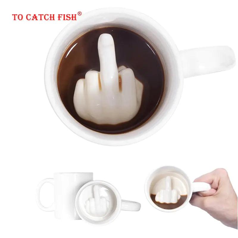 White Middle Finger Mug - Emporium WRJJ